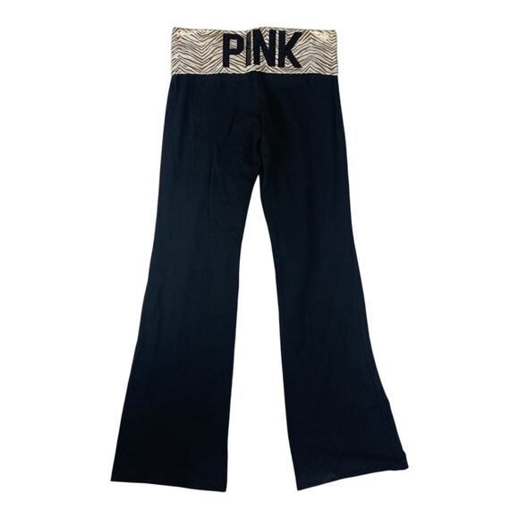 Victoria's Secret Pink Yoga size medium fold over flare pants gold zebra y2k - Picture 2 of 9